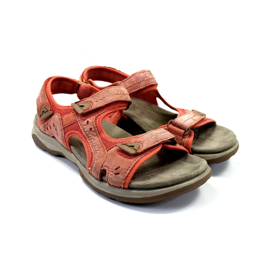 Earth Origins Women's Sz 9.5 M Sandals Salmon Leather Fabric Slingback Comfort